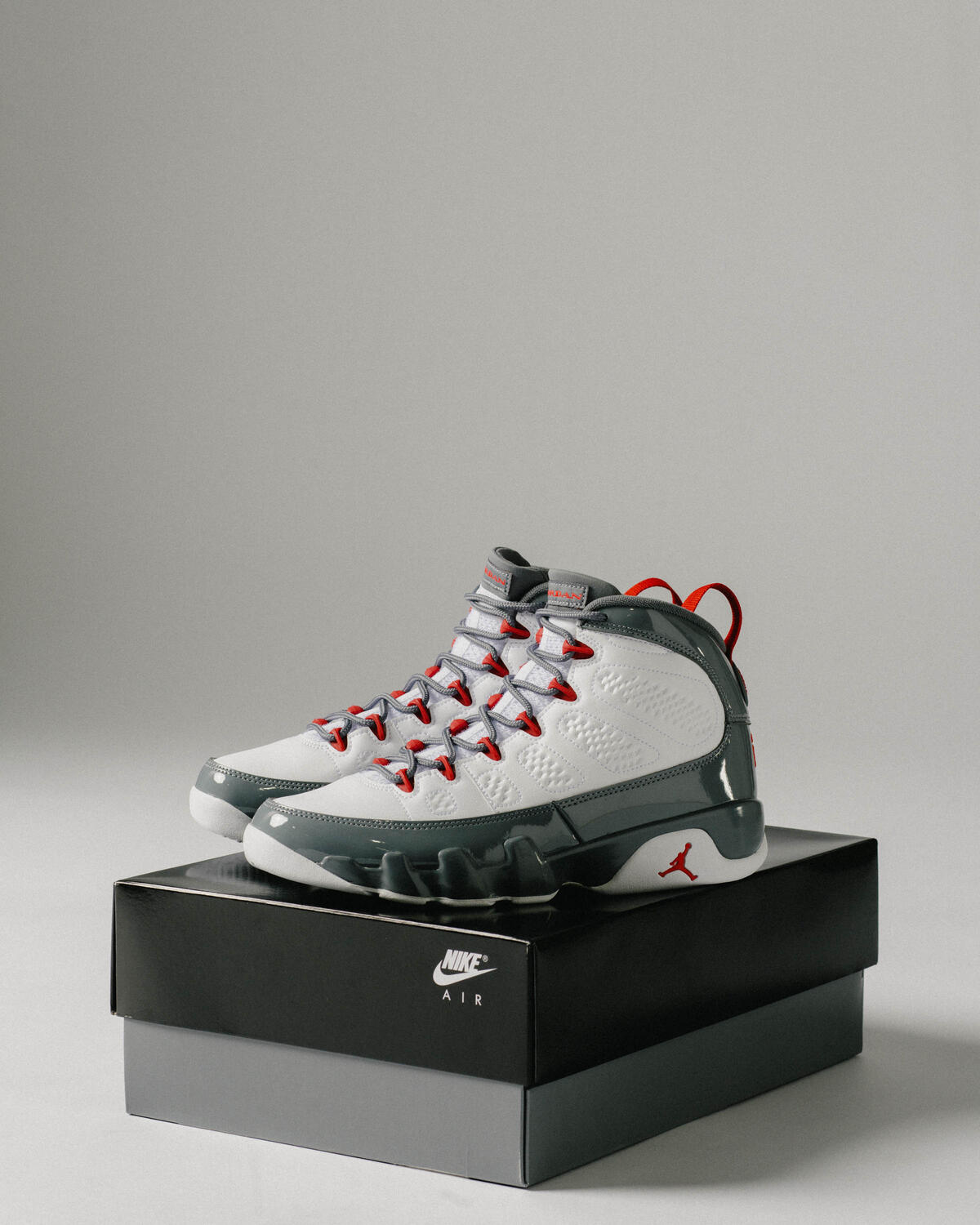 air jordan 9 grey black white